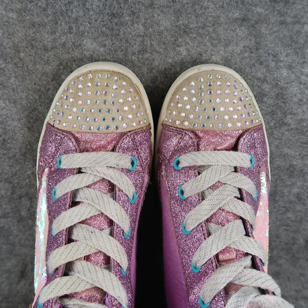 Skechers Shoes Girls 4 High Top Sneakers Flip Kicks Casual Side Zip Purple Kids